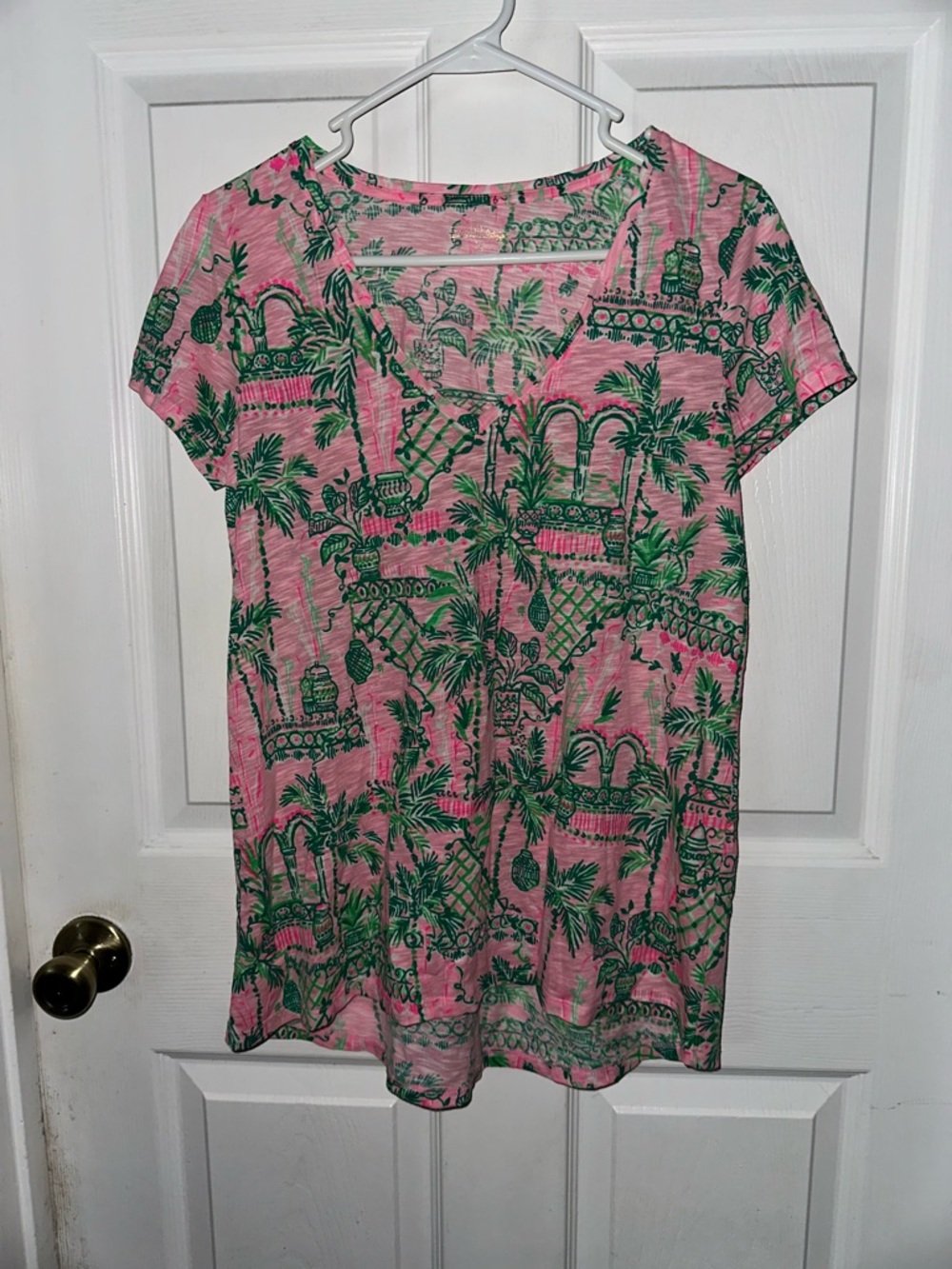 Lilly Pulitzer Etta V-neck Top Mandevilla Baby Print Size Small